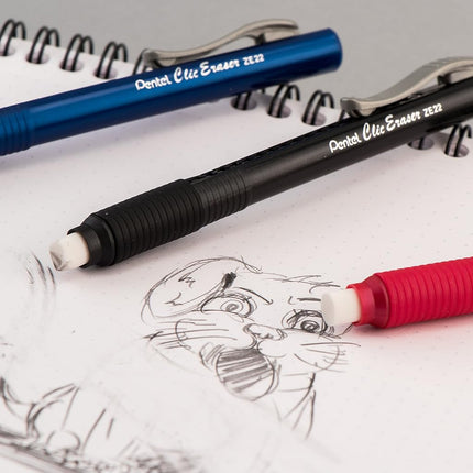 Gomas de borrar retráctiles Pentel Clic, multicolor