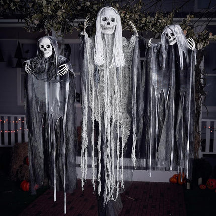 JOYIN 3 Pcs Hanging Halloween Skeleton Ghosts Decorations Outdoor, Grim Reapers for Best Halloween Outdoor Decorations, Haunted Haunted House Prop, Party Supplies