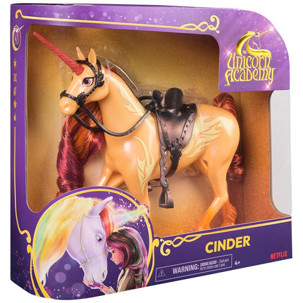Unicorn Academy, Cinder Unicorn with Head Movement, 2 Riding Accessories, 27.9cm, Compatible with Valentina Fashion Doll, Dolls and Unicorn Toys for Girls