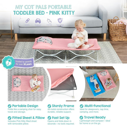 Regalo My Cot Pals Small Single Portable Toddler Bed, Cat, Pink