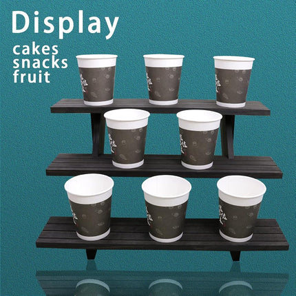 Auroal 3 Tier Earring Display Stands For Selling, Retail Display Riser Earring, Ring Holder Stand, Removable Countertop Small Merchandise Display Stand, for Figures,Cupcake, Photo (Brown color)