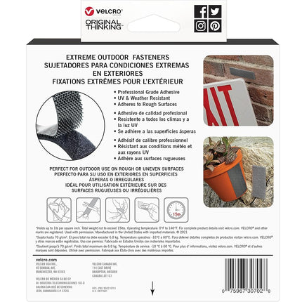 VELCRO Brand | Heavy Duty Extreme Outdoor Stick On Tape | Cut-to-Length Industrial Extra Strong Double Sided Hook & Loop Self Adhesive Tape | Perfect for Home, Office, Garage Use | Black | 6m x 25mm