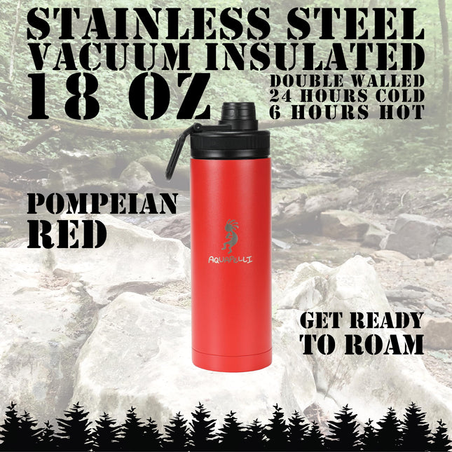 Aquapelli Vacuum Insulated Water Bottle, 18 Ounces, Aurora Red