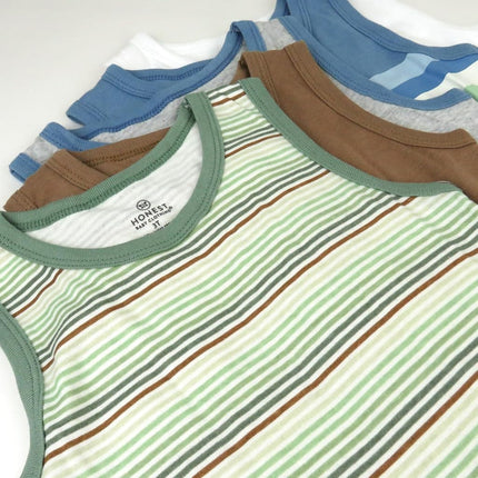 HonestBaby Camisetas sin mangas de algodón 100% orgánico unisex para bebés y niños pequeños, a rayas Drifting Sage, 0-3 meses
