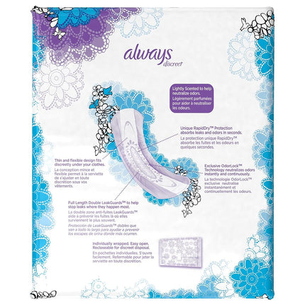 Always Discreet Moderate Absorbency Incontinence Pads, 66 Count