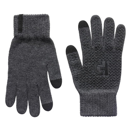 Cole Haan Knit Grey Winter Gloves for Men, Size Large/XLarge, Lightweight Warm Gloves with Touchscreen Thumb and Index Finger, Anti-Slip Grip, and Packable Design