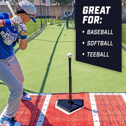 GoSports Baseball & Softball Batting Tee - Adjustable Rubber Hitting Tee for All Leagues and Skill Levels