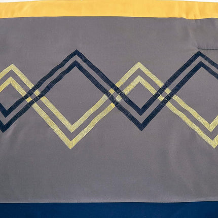 Chezmoi Collection Arden 7-Piece Modern Pleated Stripe Embroidered Zigzag Bedding Comforter Set (California King, Navy/Gray/Yellow/White)