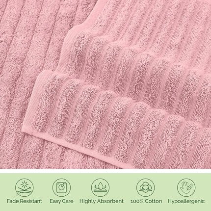 Elegant Comfort 100% Turkish Cotton Corduroy Ribbed Luxury Jumbo Bath Towel Ultra Soft - 35 x 70 Inch - Luxury Spa Premium Hotel Quality Highly Absorbent and Quick Dry Large Bath Towel, Dusty Rose