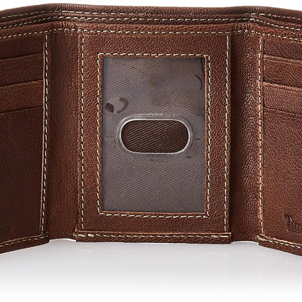 Timberland mens Genuine Leather Rfid Blocking Trifold Travel Accessory Tri Fold Wallet, Brown, One Size