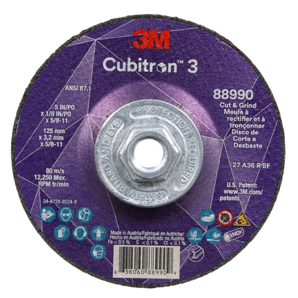 3M Cubitron 3 Cut and Grind Wheel, 88990, 36+, T27