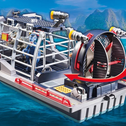 PlayMOBIL Dinos 9433 Enemy Airboat with Raptors, floatable, For Children Ages 4+