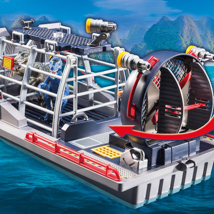 PlayMOBIL Dinos 9433 Hidrodeslizador del enemigo con rapaces, flotante, Para niños de 4+ años