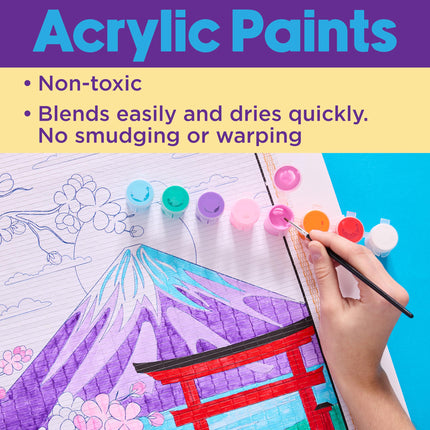 Faber-Castell Paper Scroll Painting Kit: Mount Fuji | Hanging Wall Art with Pre-Printed Design, Ready-to-Hang DIY Painting Craft for Kids, Teens & Adults (1 Scroll, 8 Paints,1 Brush)