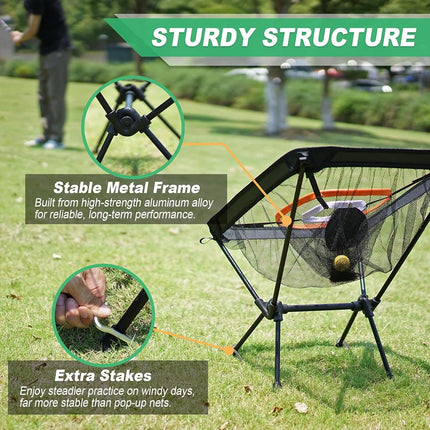 Foldable Chipping Net with Mat & Balls, Indoor Golf Practice Chipping Target, Backyard Golf Game & Gifts