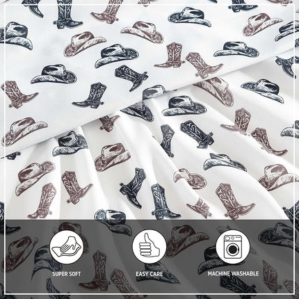Wrangler - Sheet Set, Breathable & Wrinkle Resistant Bedding, Includes Matching Sham & Pillowcases, Yellowstone Inspired, Western Home Decor (Boots N Hats Black, Queen)