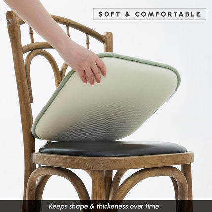 Elegant Comfort 4 Pack Chair Cushion Covers - Skid-Proof Rubber Backing - 16 x 16 Inch - Thick Dining Square Shape Seat Covers - Comfortable Textured Chair Pads with Ties - Thatch Pattern, Sage