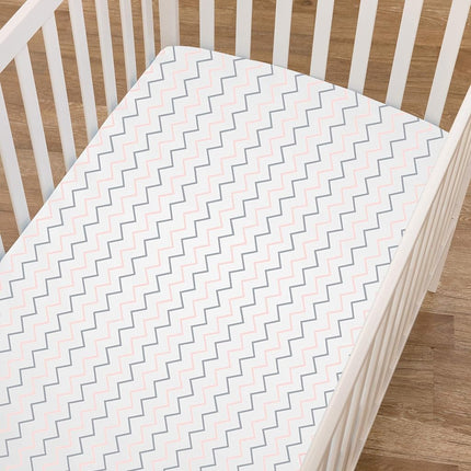American Baby Drap-housse en jersey 100 % coton naturel imprimé pour parc de jeux Pack N Play, zigzag rose, doux et respirant, pour filles