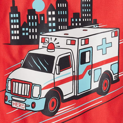 The Children's Place Baby and Toddler Boys' Vehicle Short Sleeve Graphic T-Shirts, Multipack, Fire Truck/Police Car/Ambulance, 18-24 Months