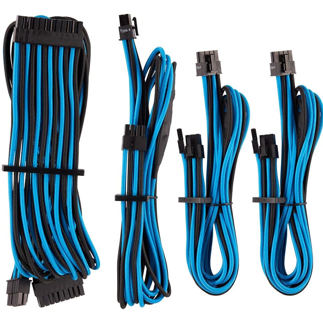 Corsair Premium Individually Sleeved PSU Cables Starter Kit Type 4 Gen 4 – Blue/Black