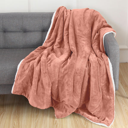 Elegant Comfort Reversible, Solid Sherpa Throw Bla
