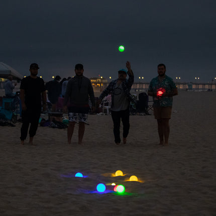 GoSports 100 mm LED Bocce Ball Game Set - Includes 8 Light Up Bocce Balls, Pallino, Case and Measuring Rope