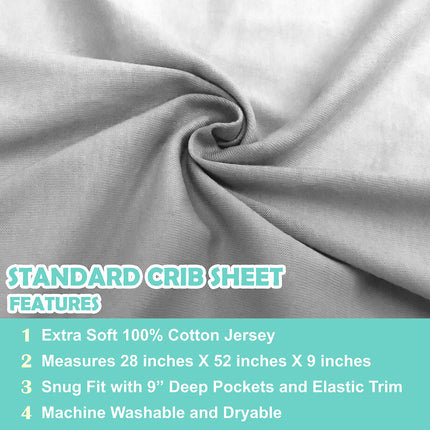 American Baby Company 3 Pack 100% Cotton Jersey Knit Fitted Crib Sheet for Standard Crib and Toddler Mattresses, Grey, for Boys and Girls
