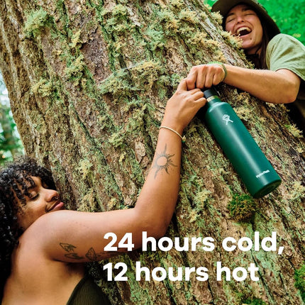 Hydro Flask - Water Bottle 709 ml (24 oz) - Vacuum Insulated Stainless Steel Water Bottle with Leak Proof Flex Cap and Powder Coat - Standard Mouth - Black