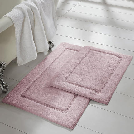 Modern Threads 2-Pack Solid Loop with Non-Slip Backing Bath Mat Set 17-inch by 24-inch & 21-inch by 34-inch, Dusty Rose