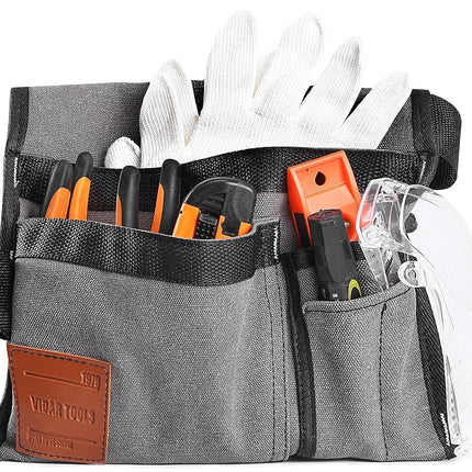Vidar Tools 6-Pocket Single Side Tool Belt Pouch/Gardening Apron for Carpenter and Gardener.Durable Canvas Construction.Comfortable Adjustable Belt.Light Weight.Grey.