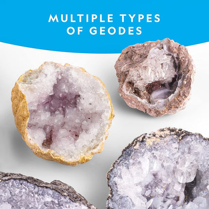 NATIONAL GEOGRAPHIC Break Open 10 Premium Geodes � Includes Goggles and Display Stands - Great STEM Science Kit, Geology Gift for Kids, Geode Crystals, Toys for Boys and Girls