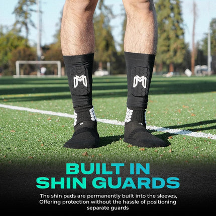 MediCaptain Mini Shin Guards Soccer – Built in Shin Pad Sleeves for Mens, Women, Teens - Small Shin Guards - Lightweight, Breathable Shin Defender Leg Protection (Blue, Mini)