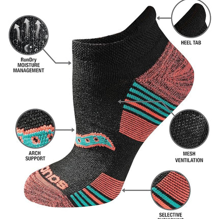 Saucony Women's Rundry Performance 8, 16 Heel Tab Athletic Socks, S-l Running, Assorted Darks (8 Pairs), Small (Pack of 8)