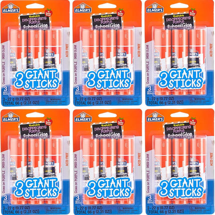 Elmer's Disappearing Purple School Glue Sticks, Washable, 22 Grams, 18 Sticks Total (Packaging May Vary)