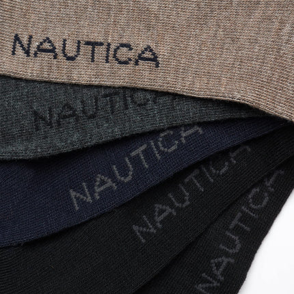 Calcetines de vestir para hombre Nautica - Calcetines estampados (paquete de 10), Talla de calzado: 6-12.5, Marrón jaspeado
