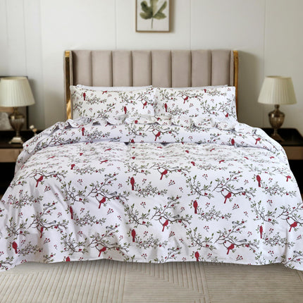 Elegant Comfort Ultra Soft 4-Piece 100% Turkish Cotton Flannel Sheet Set - Holiday Christmas Flannel Sheets, Warm and Cozy Anti-Pill Premium Quality, Deep Pocket Fitted Sheet- Twin XL, Cardinal