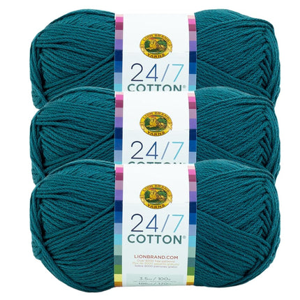 Lion Brand 24/7 Cotton Yarn, Yarn for Knitting, Cr