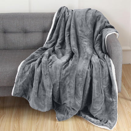 Elegant Comfort Reversible, Solid Sherpa Throw Blanket, All-Season Blanket- Super Soft, Cozy and Plush- Decorative Throw, Perfect for Lounging, 50 x 60 inches, Sherpa Throw Gray