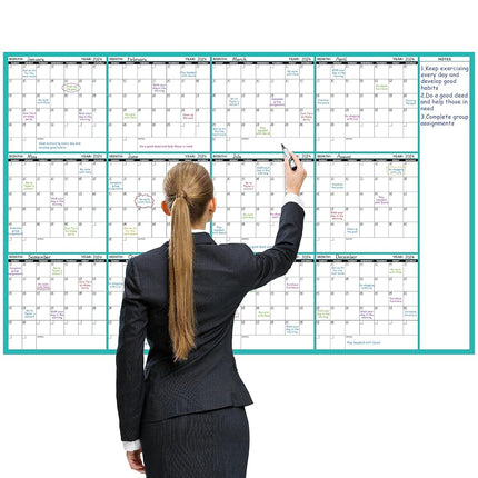 Large Dry Erase Calendar for Wall - Undated 12 Mon
