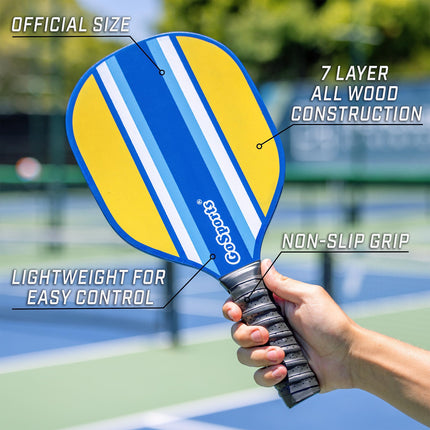 GoSports Pickleball Set with 4 Paddles, 4 Regulation Pickleballs and Carry Case - Retro