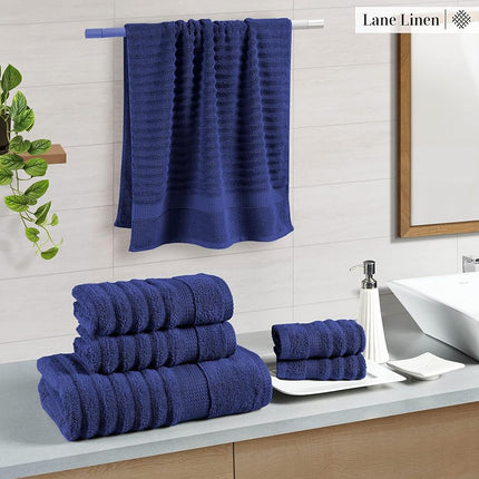 LANE LINEN 6 Piece Ultra Thick & Absorbent Bath Towel Set — 100% Soft Cotton — 2 Bath Towels, 2 Hand Towels, 2 Face Towels — Quick Dry, Hotel Quality (Blend)