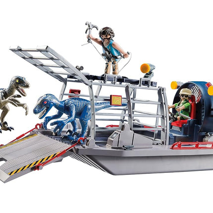 PlayMOBIL Dinos 9433 Enemy Airboat with Raptors, floatable, For Children Ages 4+
