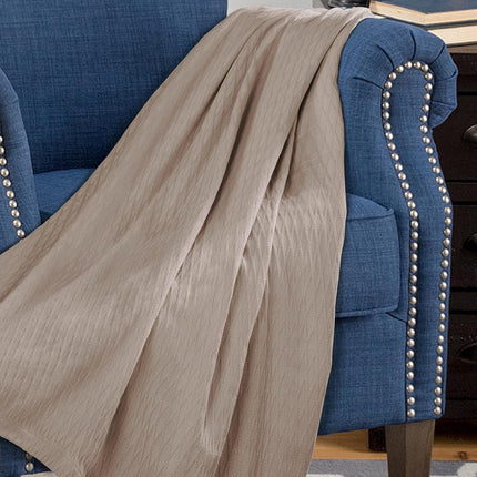 Superior 100% Cotton Thermal Blanket Soft and Breathable Cotton for All Seasons Bed Blanket and Oversized Throw Blanket with Luxurious Diamond Weave - King Size Khaki