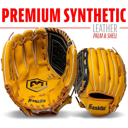Franklin Sports Baseball and Softball Glove - Field Master - Baseball and Softball Mitt, 12" - Trapeze Web, Tan
