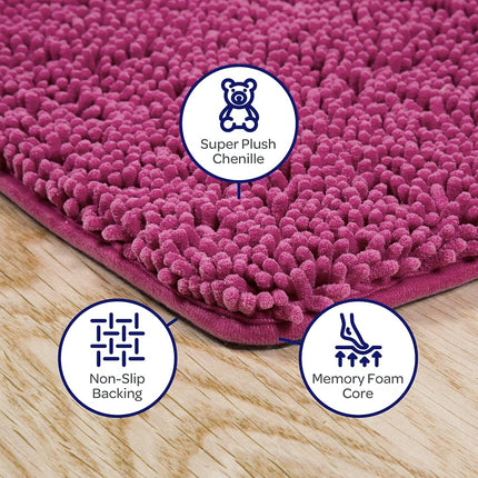 Bedford Home 2-Piece Memory Foam Shag Bath Mat, Pink