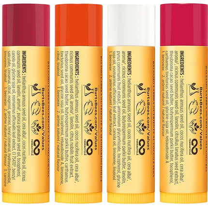 Burt's Bees Lip Balm Gift Set, Pomegranate, Coconut & Pear, Watermelon, Sweet Mandarin, Just Picked, 4x4.25g