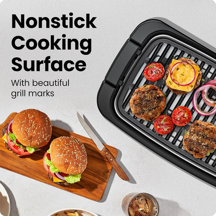 Chefman Smokeless Indoor Electric Grill, Extra Large Grilling Surface, Nonstick Table Top Grill for Indoor Grilling and BBQ with Adjustable Temperature Control, Drip Tray, Dishwasher-Safe Parts