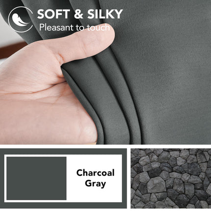 Deconovo Back Tab and Rod Pocket Short Blackout Curtains for Kitchen Window Room Darkening Drapes 42Wx54L Inch Dark Grey 2 Panels