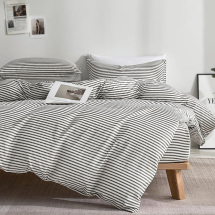 JELLYMONI 100% Natural Cotton 3pcs Striped Duvet C