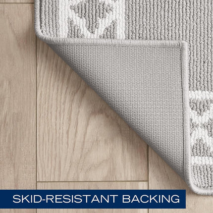 Nautica – Runner Rug | Indoor Runners for Hallways and Entry Rugs| Non-Slip and Non-Skid Entry and Kitchen Door Mat| Machine Washable Entryway Carpet Rugs | 2'6" x 12' | Trellis Light Grey